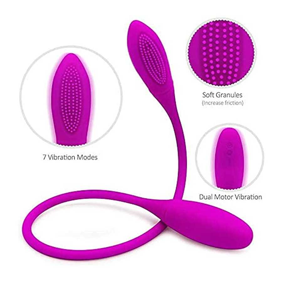 Dual Headed Dildo Vibrator, Silicone Realistic Dual Headed Vibrator Dildo for G-spot Clitoris Nipples Prostate Vaginal Stimulati