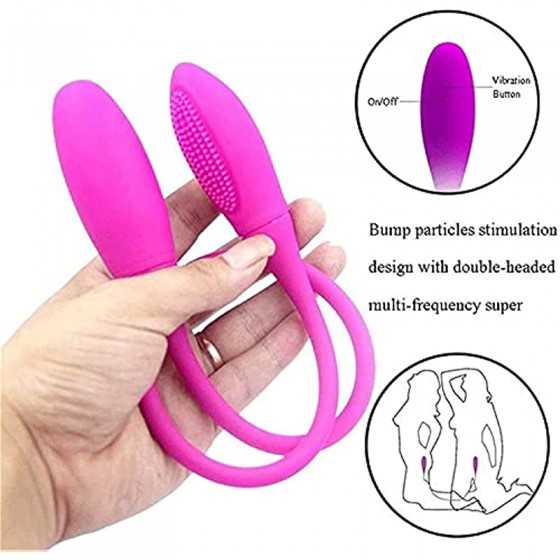 Dual Headed Dildo Vibrator, Silicone Realistic Dual Headed Vibrator Dildo for G-spot Clitoris Nipples Prostate Vaginal Stimulati