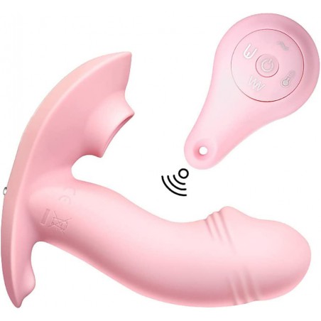 Wireless Remote-Control Vibrator, Wearable Silicone Butterfly Dildo Vibrator with 10 Vibration Modes Waterproof G-Spot Clitoris Massager for Vaginal Anal Clit Stimulator Sex Pleasure (Purple)