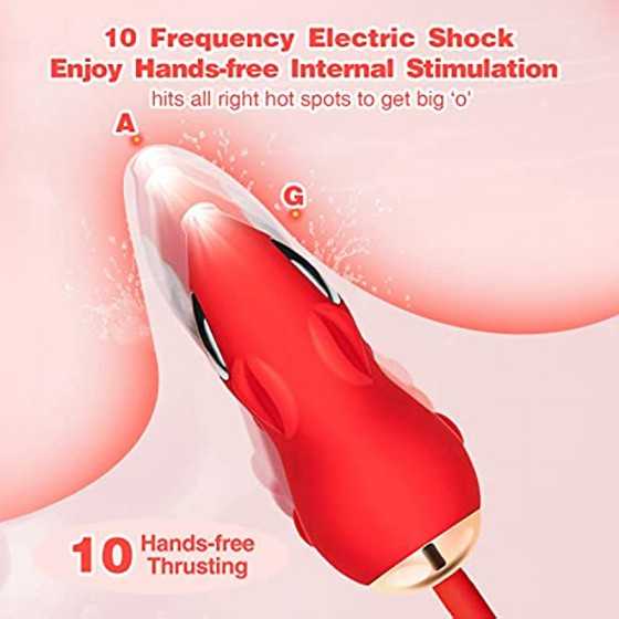 Rose Toys Vibrator for Woman, Clitoral Licking G Spot Vibrator, Dildo Clitoral Stimulator with 10 Thrusting & Licking Modes, Vag