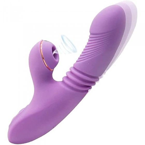 Female Sucking Clitoris Rabbit Dildo- Female Licking and Sucking Clitoris Stimulator Toys, Female Adult Toys, Rechargeable Waterproof, Female Thrusting Rabbit Toys