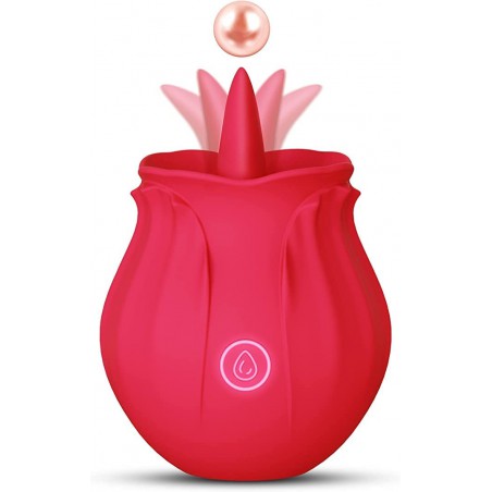 Rose Vibrator Toy for Women - 3 in 1 Clitoral Stimulator Tongue Licking Thrusting Vibrator with 10 Modes, Rose Adult Sex Toys Games, Clitoris Nipple Licker for Women Man Couple (red)