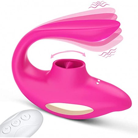 Jaslak Remote Control Clitoral Wearable Couples Vibrator with Tongue Licking 10 Vibrations Rechargeable Nipple Stimulator Adult Sex Toy for Female Masturbation