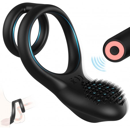 Vibrating Cock Ring -SEXY SLAVE Loki, 2 in 1 Penis Rings for Perineum Stimulation with 10 Vibrations for Longer Harder Stronger Erection, Sex Toys for Men & Couple