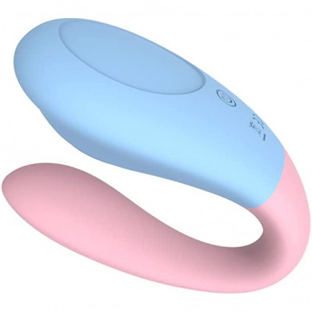 U-Shaped Couples Vibrator with Remote Control - G spot Stimulator with 10 Tapping & Vibrating Modes for Clitoral Stimulation, Adult Sex Toys for Women & Couples Pleasure (Blue & Pink)