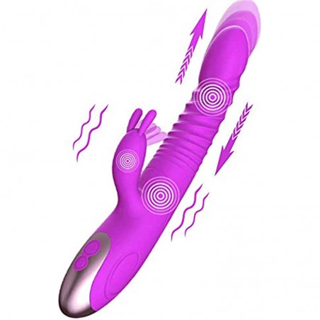 Realistic G Spot Rabbit Vibrator for Woman Powerful Thrusting Dildo with 8+7 Vibrations Rabbit Vibrator for Women Pleasure Clitoris Vagina Stimulator Adult Sex Toys for Women Solo or Couple Fun