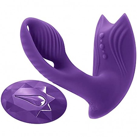Inya Bump-N-Grind Silicone Rechargeable Warming Vibrator with Remote Control - Purple