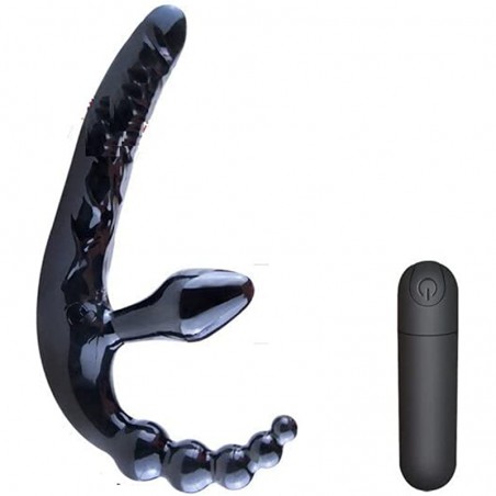 MOONA 3 in 1 10 Speeds Strapless Strapon Dildo Vibrator Female Double Vibrating G Spot Adult Sex Toys for Women Couple Anal Prostate Massager with Remote Control