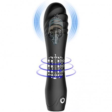 Realistic Dildo Vibrator Vibrating Dildos with 15 Particle Rotation Bead for G Spot Vaginal and Clitoris Stimulation,5 Patterns 