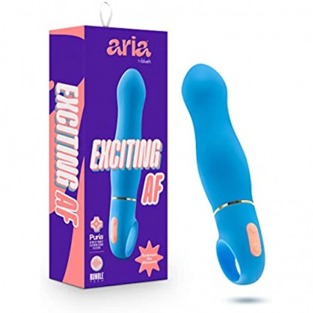 6k Aria Exciting AF Silicone Vibrator - Rumble Tech Powerful Rumbly 10 Vibration Settings - G Spot Stimulation - IPX7 Waterproof - Finger Loop for Accessibility - Sex Toy for Women Couples - Blue