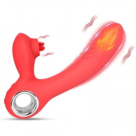 Clitoral G-spot Vibrator for Women: Vibrator Adult Sex Toy with 5 Tongue Licking and 10 Vibration Modes, Jupupoxo Rechargeable Heating Function Sex Toys
