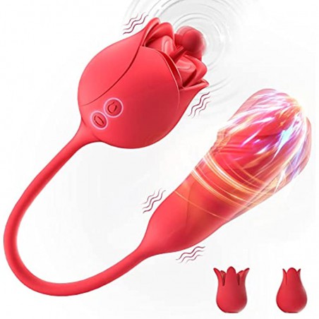 G Spot Anal Dildo Vibrator - Rose Toy Clitoral Vibrator for Women Squirting Orgasm, 3 * 10 Modes, Realistic Rotating Vibrator Nipple Massager Sex Stimulator, Adult Anal Sex Toys for Men Women Couples