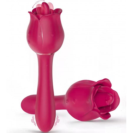 Adult Toys, Rose Toy Tongue Licking Vibrator for Women with 9 Vibrations, Waterproof Vibrating Dildo with 9 Speeds, Rechargeable G Spot Vibrator Women Adult Sex Toys