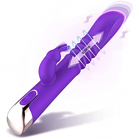 Thrusting Rabbit Vibrator Sex Toys for Women, 9.8" G-spot Vibrator with 3 Thrust & 7 Vibration Modes, Waterproof Clitoral Stimulator with Bunny Ears, Rotating Dildo Vibrator for Men, Women & Couple