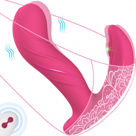 Finger Wiggling Wearable G Spot Vibrator - Denise, Whisper-Quiet Panty Vibrator with Remote Control, 3 Wiggling & 10 Vibrating Butterfly Vibrator Toy, Rose Vibrator Adult Sex Toys for Women (Red)