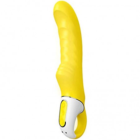 Satisfyer Yummy Sunshine G-Spot Vibrator - Vibrating Dildo, Ribbed Shaft, 12 Vibration Programs, Retaining Ring - Soft Silicone, Waterproof, Rechargeable