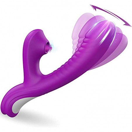 2 In1 Clitoris Licking Vibrator G spot Dildo Massager, Clit Stimulator with 10 Wiggle Motion Modes & 3 Licking Intensity, Silicone Adult Sex Toys for Women Sex Things