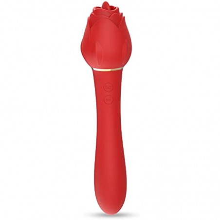 Rose Toy Clitoral Licking G Spot Vibrator for Women , Clit Nipple Dildo Tongue Licking Vibrator, Clitoris Stimulator with 5 Licker Patterns & 10 Strong Vibration Adult Sex Toys for Women Couples (Red)