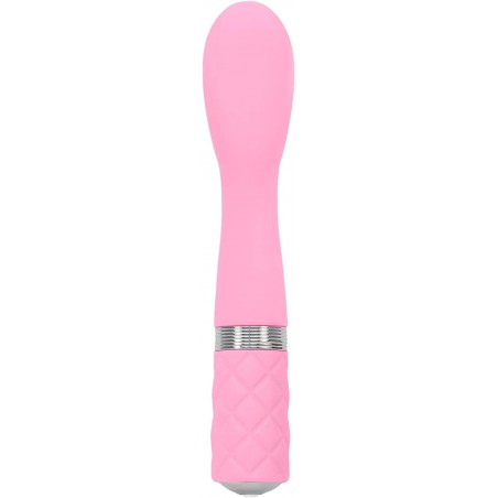Pure Love Silicone G-Spot Vibrator Pink, Rechargeable and Multi Speed with Swarovski Crystal Button, Pretty Quilted Vibrator
