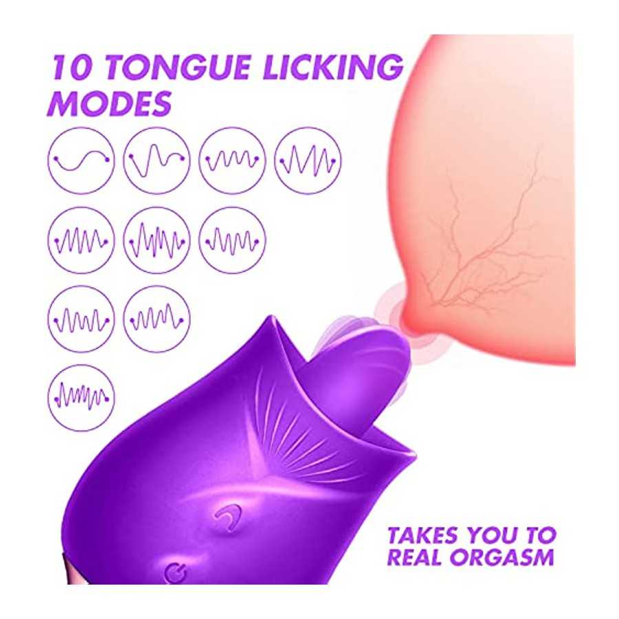 Rose Toy Vibrator for Women-G Spot Rose Vibrator with Heating Function，3 in 1 Clitoral Stimulator Tongue Licking Thrusting G Spo