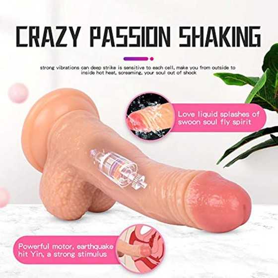 Thrusting Dildo Vibrator Sex Toy for Women, Realistic Vibrating Dildo Thruster Throat Trainer, Silicone Suction Cup Dildo for Me