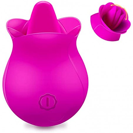Clitoral Licking Tongue Vibrator with 10 Strong Vibration Modes, Clit Mini Rose Vibrator for Nipples and Clitoris Quick Orgasm, Rechargeable & Waterproof Adult Sex Toy for Women and Couples