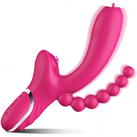 Clitoral Pulsating G Spot Rabbit Vibrator Lick Stimulator Anal Clit Massager with 10 Pulsation Patterns 10 Licking Vibrating Mod Pink 8.7x4.5x1.6in