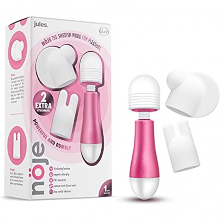 6k Noje Jules - Mini Vibrator Massage  - Rumble Tech Powered 10 Vibrating Functions - 3 Silicone Attachments For Unique S