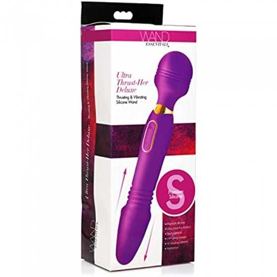 WAND ESSENTIALS Ultra Thrust-Her Deluxe Thrusting and Vibrating Premium Silicone Wand for Women Men & Couples. 3 Speeds & 7 Patt