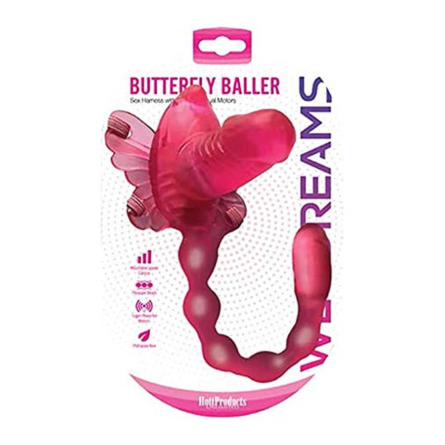 Adult Sex Toys Wet Dreams Butterfly Baller Harn W/Dild