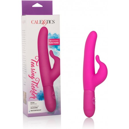  10 Function Teasing Tickler - Waterproof Silicone Rabbit Vibrator – Adult Sex Toys for Couples - Clitoral G Spot Massager – Pink
