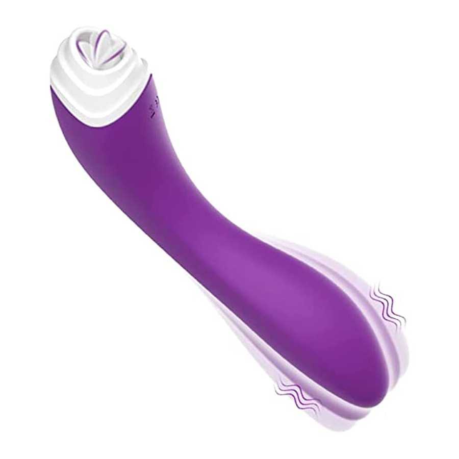 G-Spot Vibrator, Clitoris Licking Stimulator, Dual Stimulation for Clitoral/Nipple/G-spot with 9 Vibrations&9 Pulsations Licking