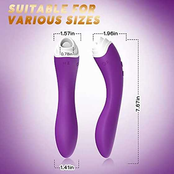 G-Spot Vibrator, Clitoris Licking Stimulator, Dual Stimulation for Clitoral/Nipple/G-spot with 9 Vibrations&9 Pulsations Licking