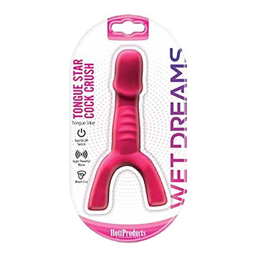 Hott Products Wet Dreams Tongue Star Cock Crush Tongue Vibe with Penis - Super Powerful Motor Pink (HO3273)