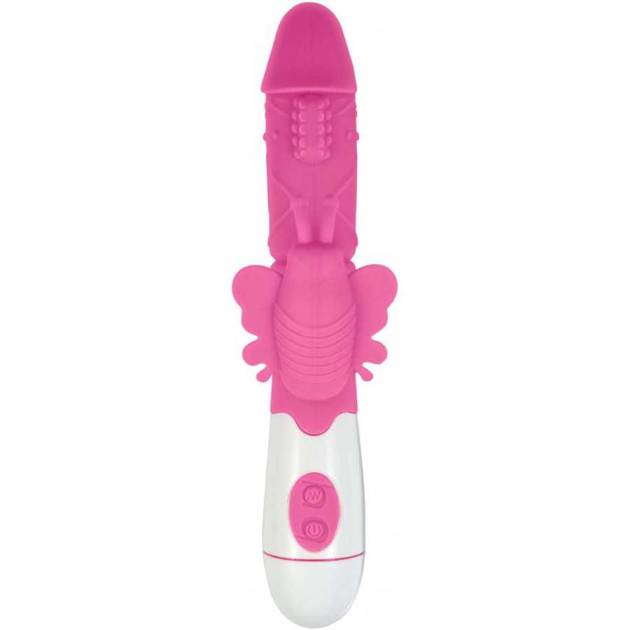 Lotus Sensual Massager #4 Silicone Rabbit Vibrator (Pink)
