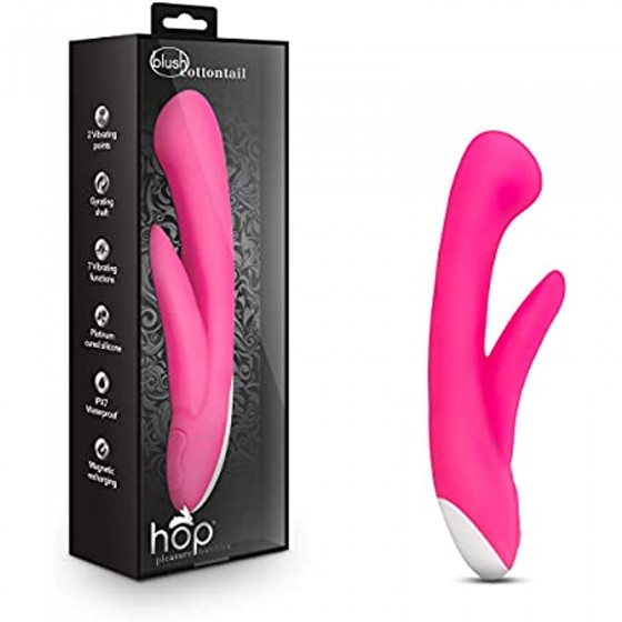 6k Hop Cottontail - Pleasure Massager for Women - Wireless Silicone Rabbit Vibrator Dildo - Personal Adult Sex Toy - Female and Couples Sexual Wellness - Vibrating Shaft - Waterproof - Hot Pink