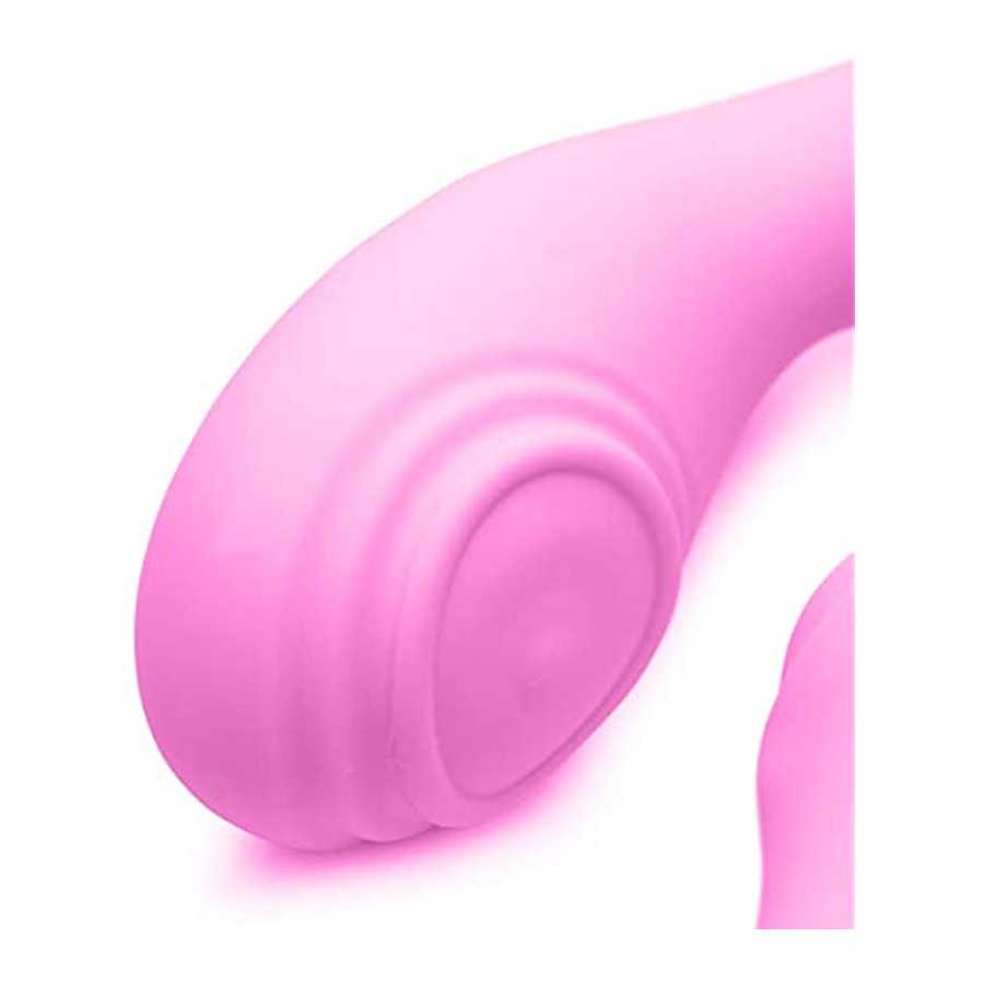 15X U-Pulse Silicone Pulsating and Vibrating Strapless Strap-on with Remote - Pink