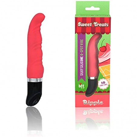 BFF Sweet Treats Sili G Ripple Pink with Free Bottle of Adult Toy Cleaner