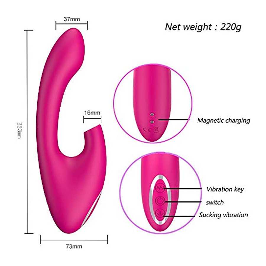 G-spot Sucking Vibrator, Clitoral G-spot Stimulation Sex Toy, Waterproof Dildo Vibrator with 10 Powerful Vibrations + 10 Sucks f
