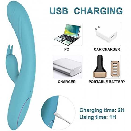 Rabbit Vibrator G Spot Vibrator Dildo with Independent Clitoral Stimulator, Anal Clit Stimulation, Adult Sex Toy for Women Pleas