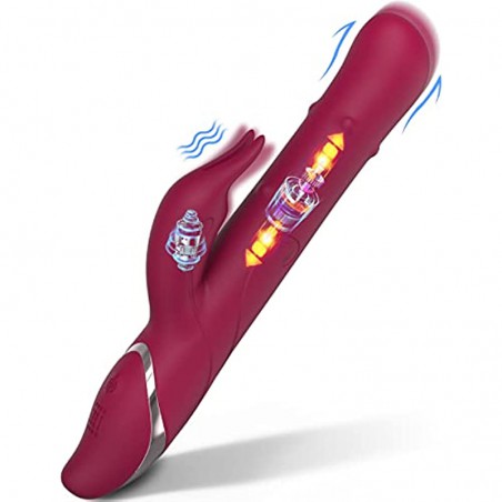 Rabbit Vibrator for Women Rolling Beads with 14 Modes & 7 Speeds Waterproof G-spot Female Sex Toys