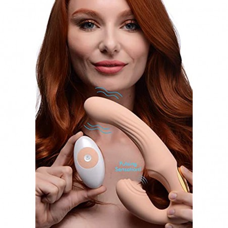 15X U-Pulse Silicone Pulsating and Vibrating Strapless Strap-on with Remote - 6k