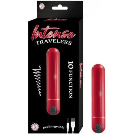 Intense Travelers - 10 Function Rechargeable Vibrator (Red)