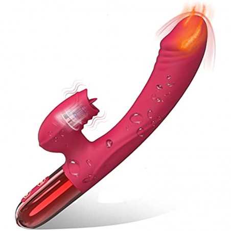 Sex Toys for Women, Vibrator for Women, Sexual Tools for Female Heating Rabbit, Adult Dildo, G Spot Clitoralis Stimulator 10 Powerful Mode with Licking, Waterproof Soft Silicone