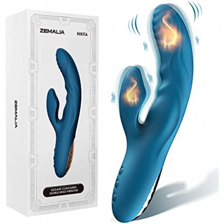  Rabbit Vibrators Clitoris G-Spot Stimulators - 10 Vibrations + Heating Function for Adult Women Massager - Waterproof Rechargeable Quiet Private Adult Sex Toy, Blue