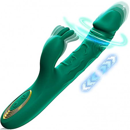 G Spot Rabbit Vibrator Thrusting Vibrator Realistic Dildo Double stimulation for Clitoris and Vagina with 10 Powerful Thrusting Speeds and 10 Vibrations Modes Sex Toys for Women Adult Toys for Couples