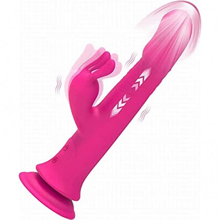Thrusting Rabbit Vibrator Sex Adult Toys for Women, Clitoral Stimulator, G-Spot Vibrator with 10 Thrust Vibration & 9 Rotation Modes and Silicone Suction Cup Dildo