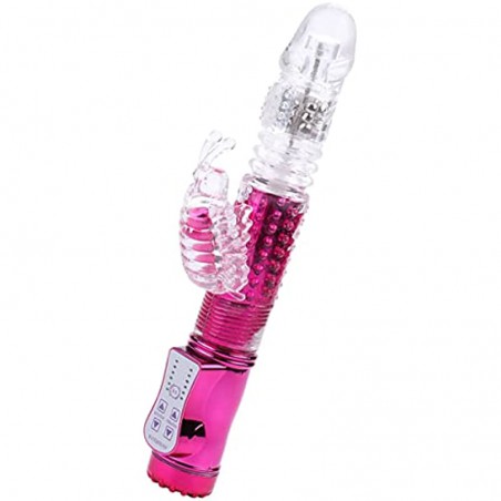 Leseox Thrusting Rabbit Vibrator with 360°rotation, 12 Vibration Modes Realistic Dildo for G-spot Clitoris Nipple Vagina Anal Stimulation, Waterproof and Rechargeable, Adult Sex Toys for Women Couples