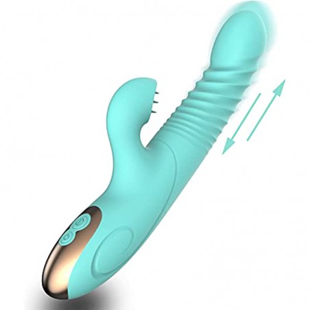 Handheld Personal Rechargeable Realistic Rabbit Vibrators for Women Vibrating Toys Pleasure with 8+7 Vibrating Modes Electric Portable Massager Woman Gifts (Blue)