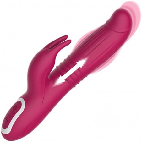 Thrusting Rabbit Vibrator with Expansion Silicone G-Spot Vibartor, 5 Thrusting Inflating & 4 Vibration Modes for Clitoris Vagina Stimulation Waterproof Rechargeable Adult Sex Toy for Women Couples